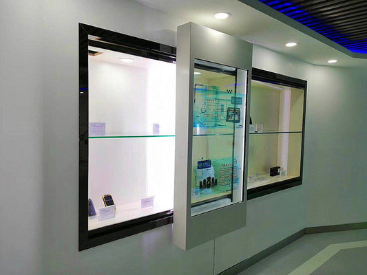चीन 32 इंच पारदर्शी टच स्क्रीन विंडो / औद्योगिक एलसीडी डिजिटल साइनेज डिस्प्ले आपूर्तिकर्ता